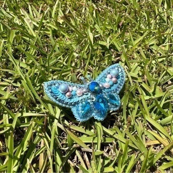 DIY Hand made beaded blue “butterfly” brooch